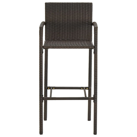 5 Piece Outdoor Bar Set With Armrest Poly Rattan Brown