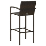 5 Piece Outdoor Bar Set With Armrest Poly Rattan Brown