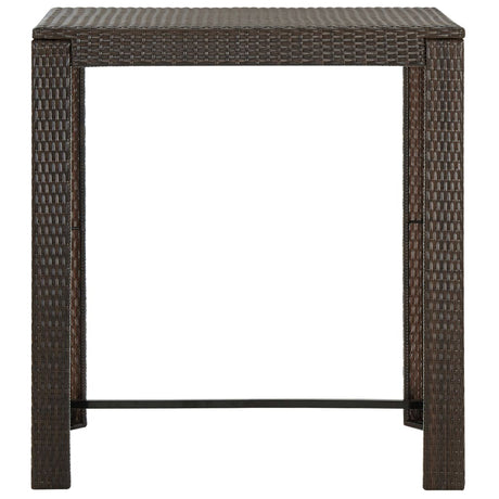 5 Piece Outdoor Bar Set With Armrest Poly Rattan Brown