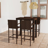 5 Piece Outdoor Bar Set With Armrest Poly Rattan Brown