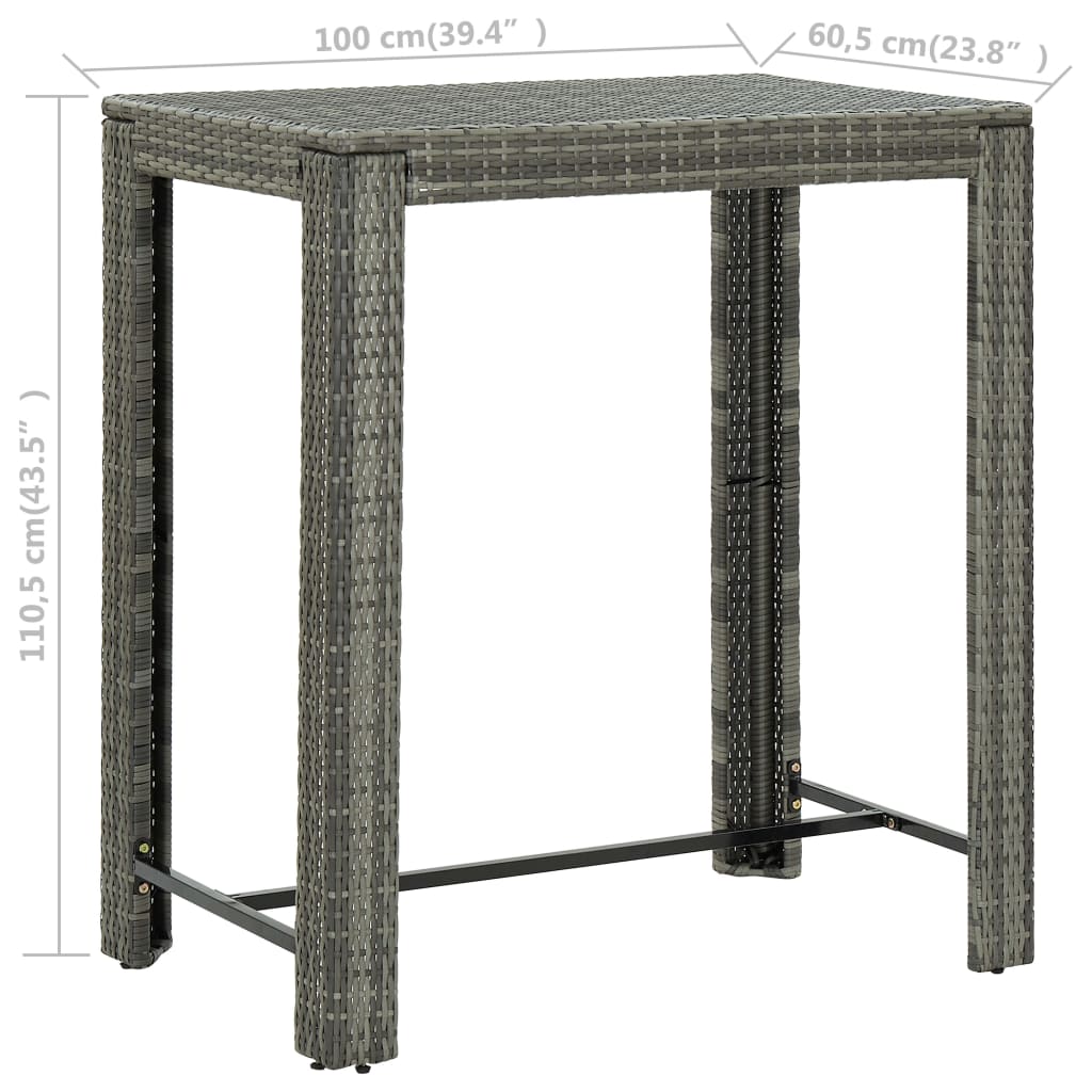 5 Piece Outdoor Bar Set With Armrest Poly Rattan Grey