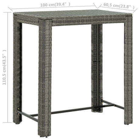 5 Piece Outdoor Bar Set With Armrest Poly Rattan Grey
