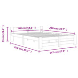 Bed Frame without Mattress Honey Brown Solid Pine Wood 140x200cm