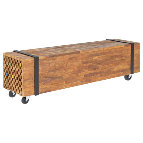 Tv Stand 110X30X32.5 Cm Solid Teak Wood
