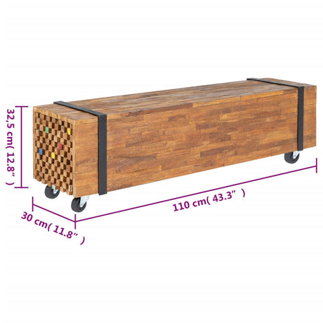 Tv Stand 110X30X32.5 Cm Solid Teak Wood