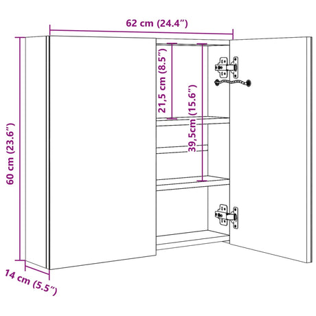 Led Bathroom Mirror Cabinet 62X14X60 Cm