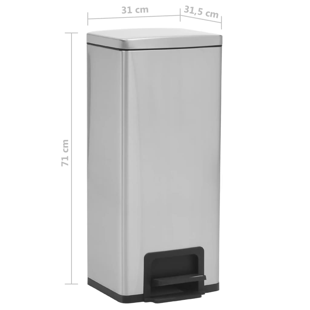 Dustbin With Pedal Anti-Fingerprint 30L Stainless Steel