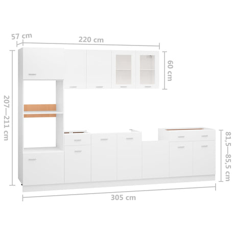 7 Piece Kitchen Cabinet Set Lyon Engineered Wood