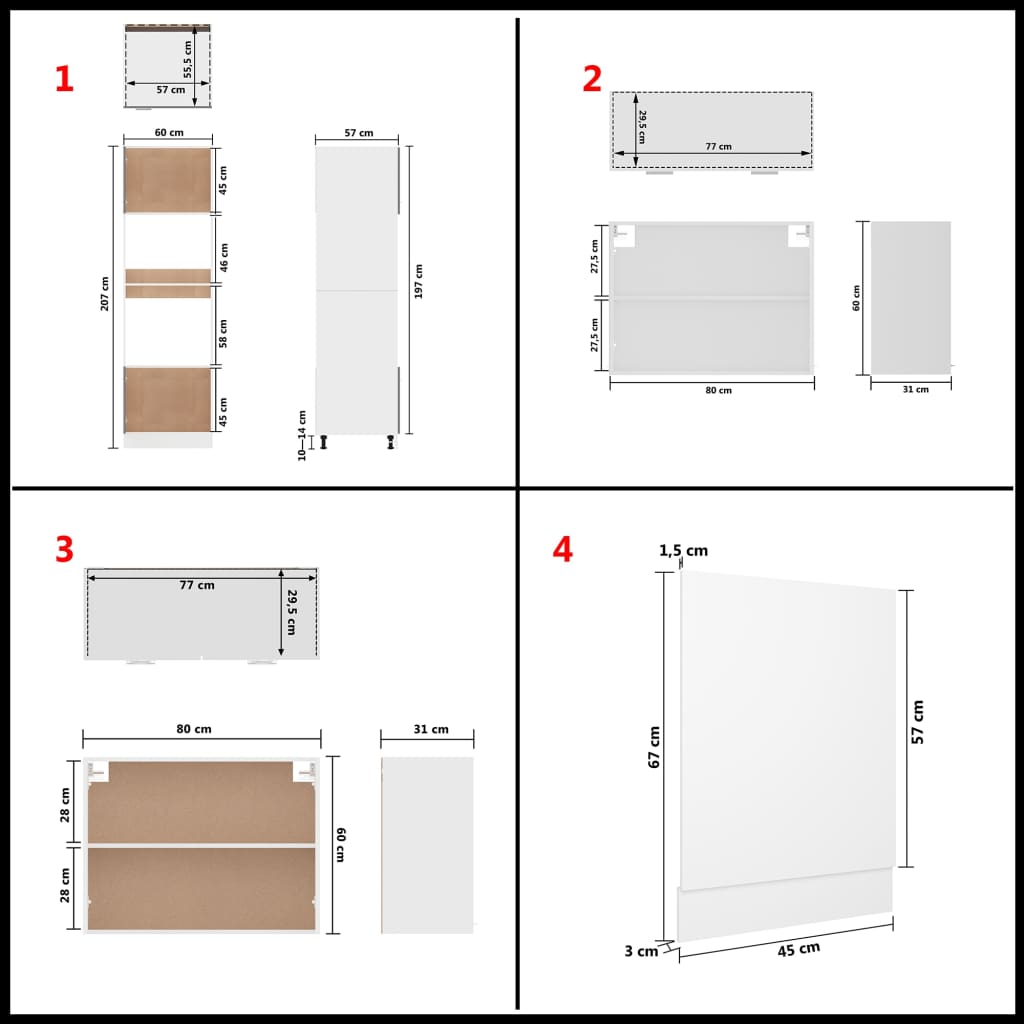 7 Piece Kitchen Cabinet Set Lyon Engineered Wood
