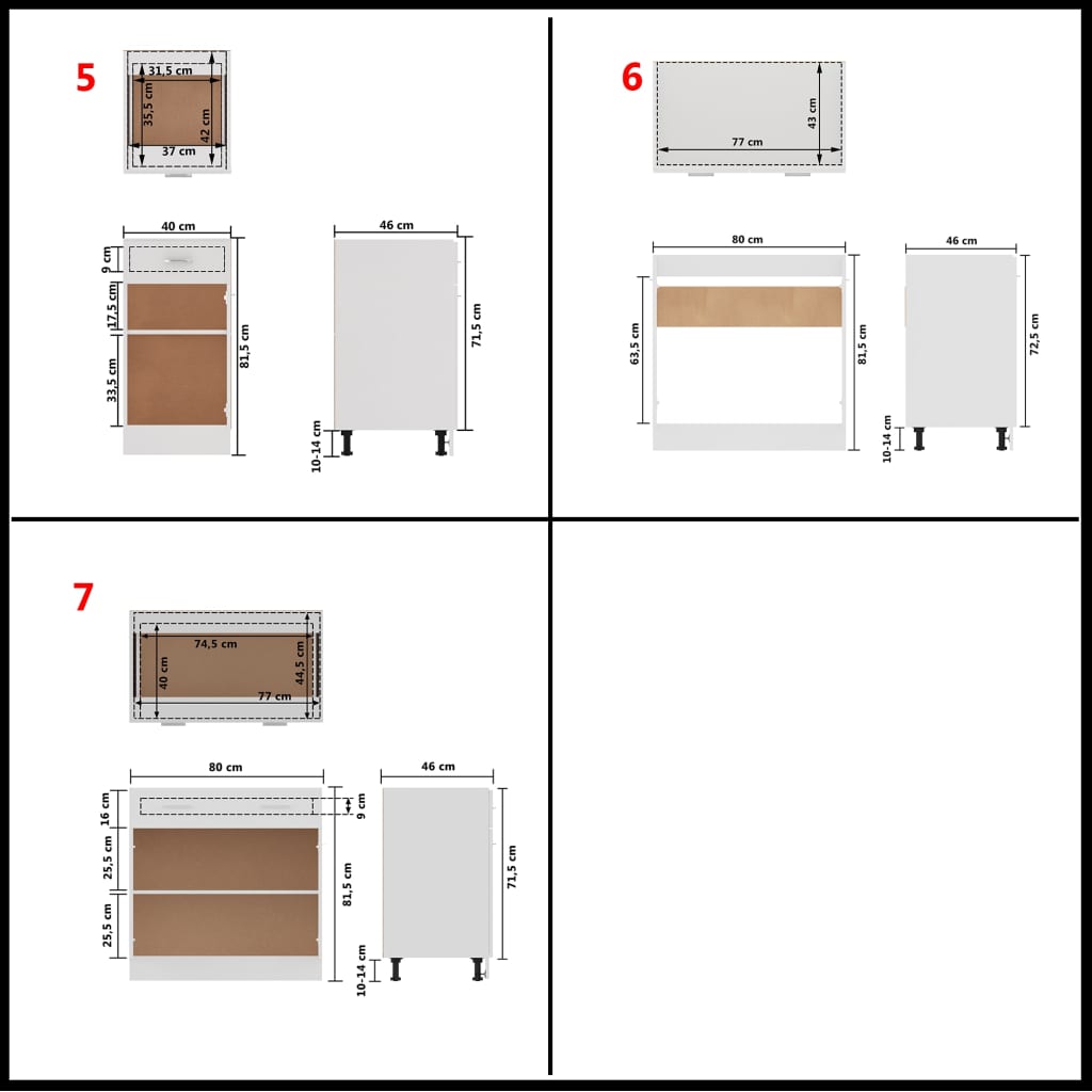 7 Piece Kitchen Cabinet Set Lyon Engineered Wood