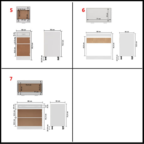 7 Piece Kitchen Cabinet Set Lyon Engineered Wood