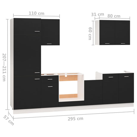 7 Piece Kitchen Cabinet Set Lyon Engineered Wood