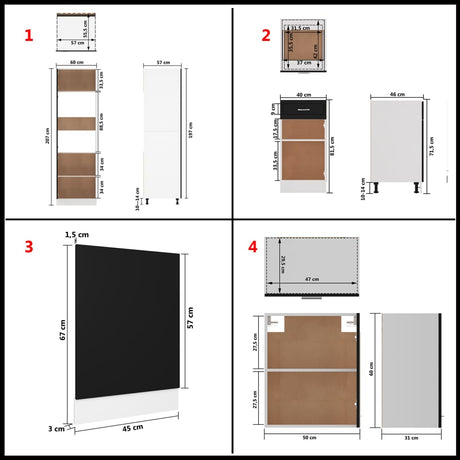 7 Piece Kitchen Cabinet Set Lyon Engineered Wood