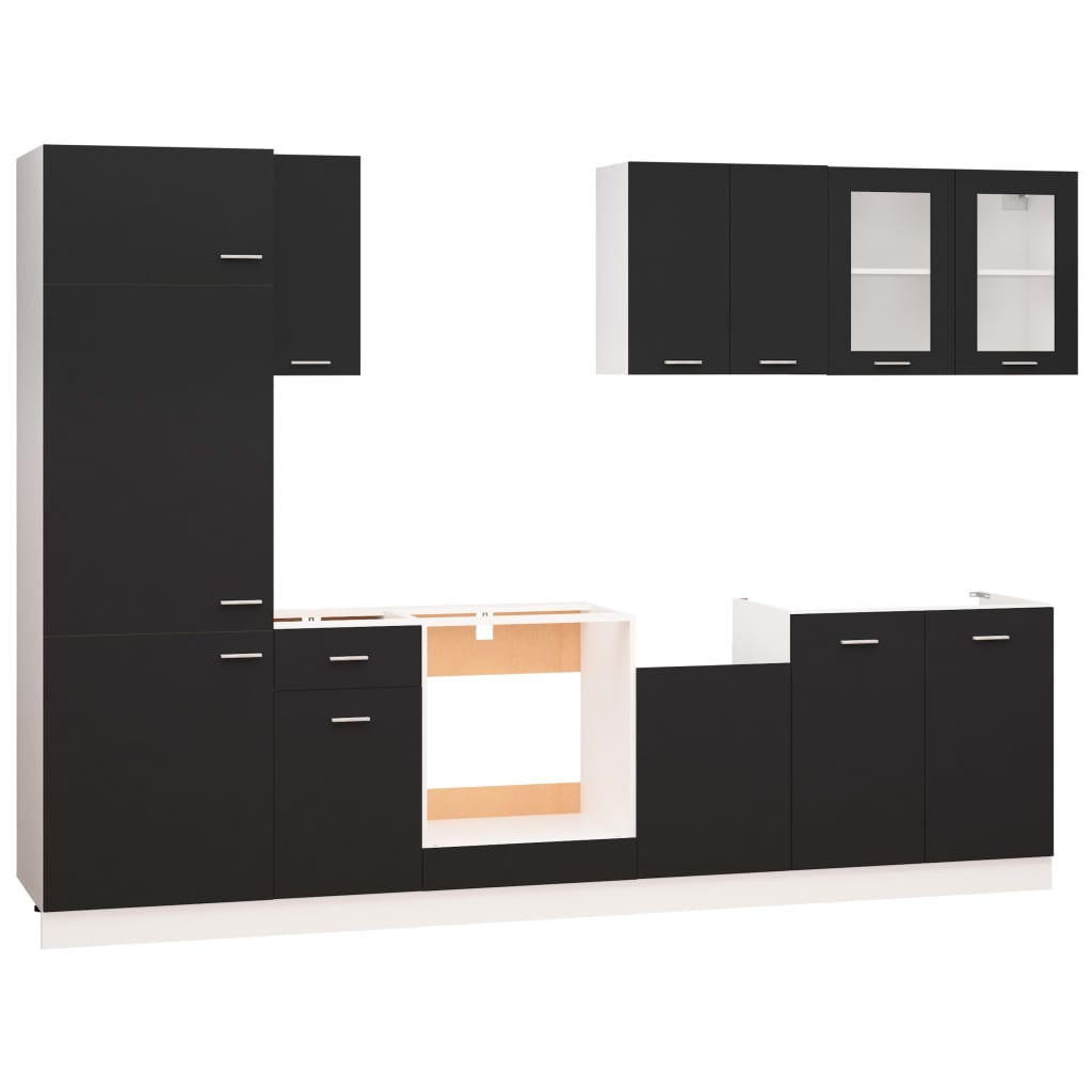 8 Piece Kitchen Cabinet Set Engineered Wood