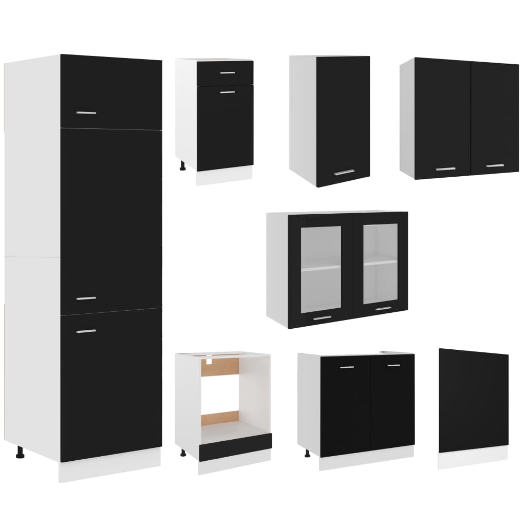 8 Piece Kitchen Cabinet Set Engineered Wood