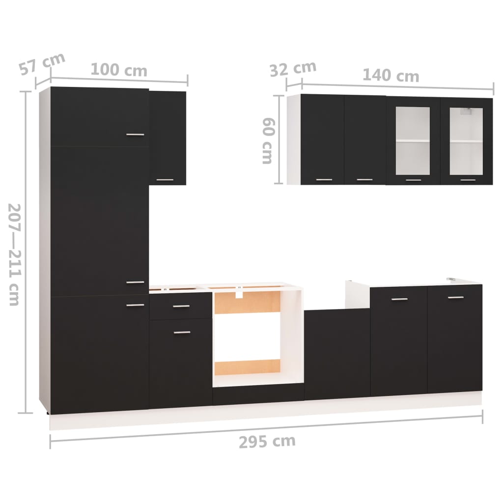 8 Piece Kitchen Cabinet Set Engineered Wood
