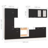 8 Piece Kitchen Cabinet Set Engineered Wood