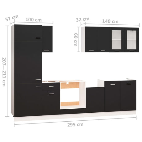 8 Piece Kitchen Cabinet Set Engineered Wood