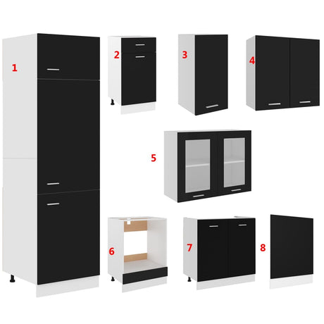 8 Piece Kitchen Cabinet Set Engineered Wood
