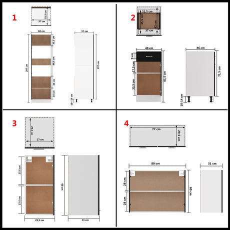 8 Piece Kitchen Cabinet Set Engineered Wood