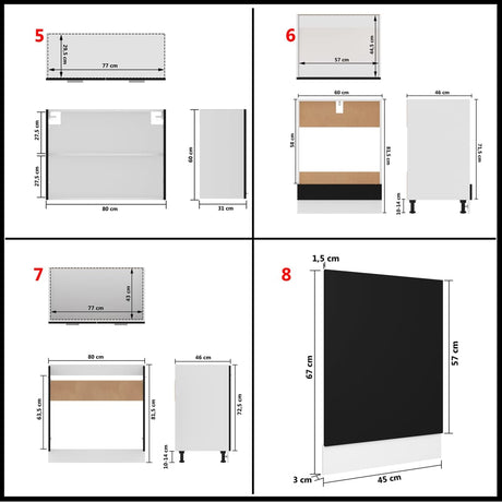 8 Piece Kitchen Cabinet Set Engineered Wood