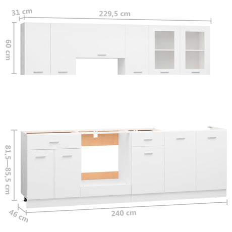 8 Piece Kitchen Cabinet Set Lyon Engineered Wood
