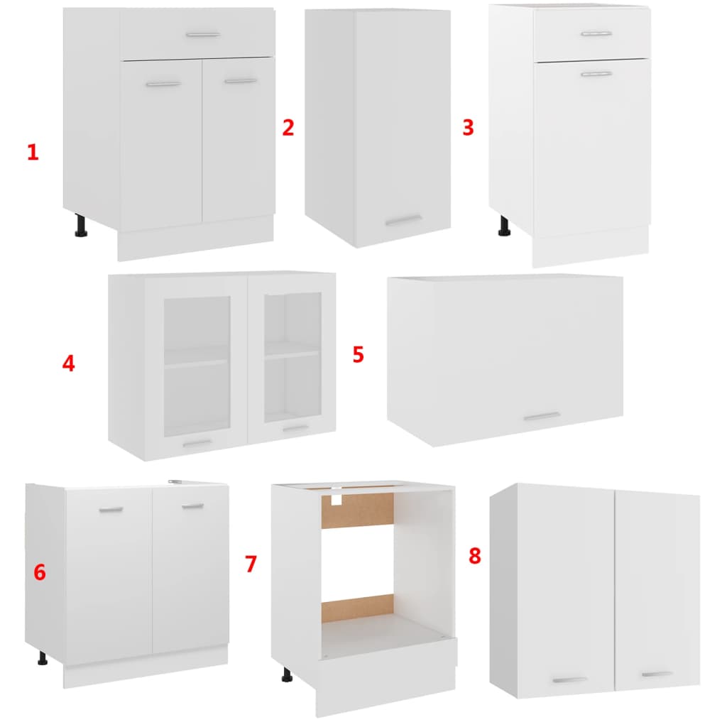 8 Piece Kitchen Cabinet Set Lyon Engineered Wood