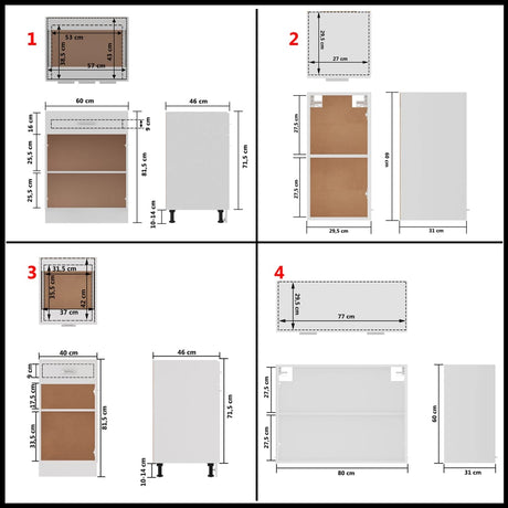 8 Piece Kitchen Cabinet Set Lyon Engineered Wood