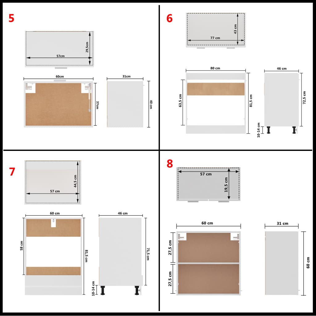 8 Piece Kitchen Cabinet Set Lyon Engineered Wood