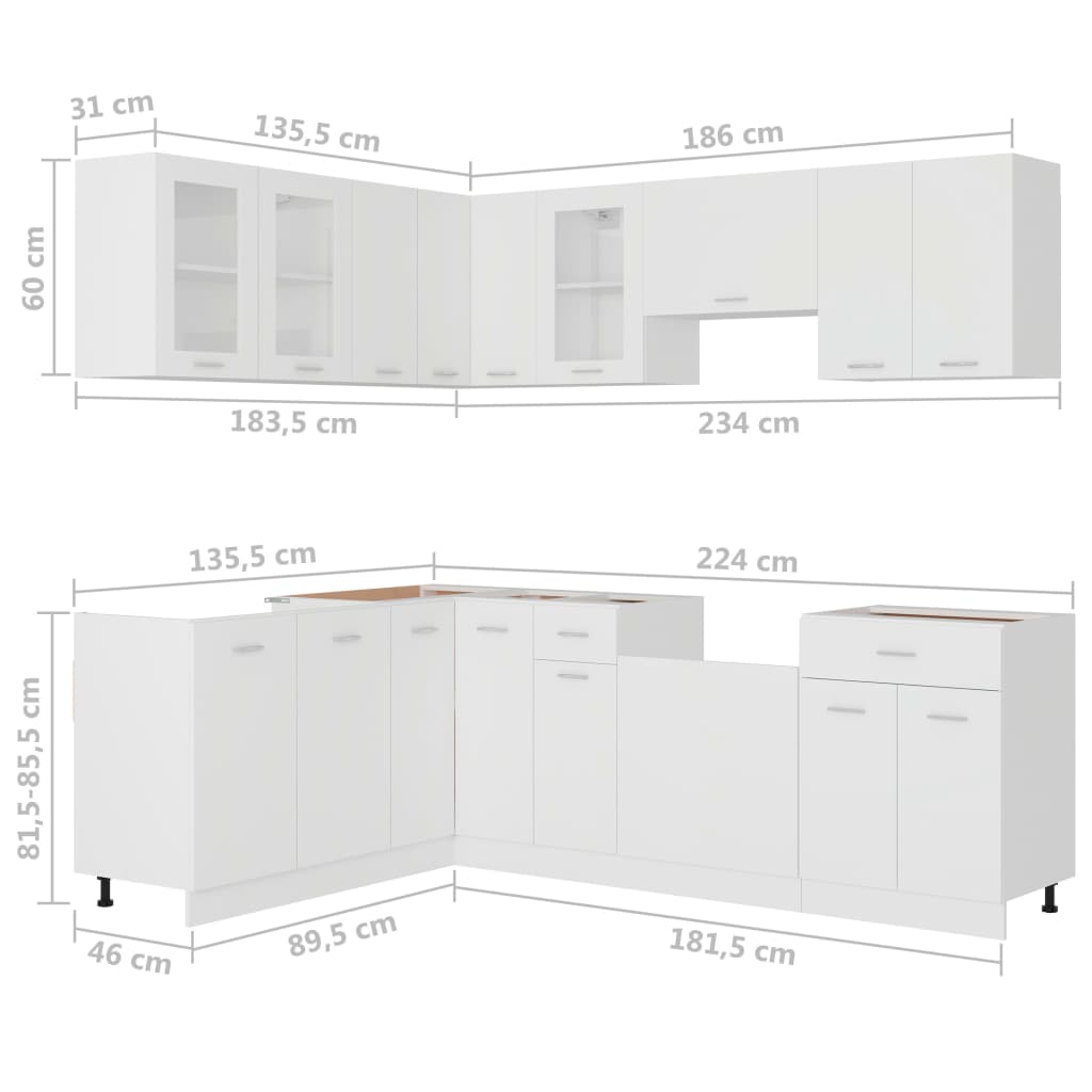 11 Piece Kitchen Cabinet Set Lyon Engineered Wood