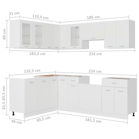 11 Piece Kitchen Cabinet Set Lyon Engineered Wood