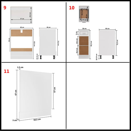 11 Piece Kitchen Cabinet Set Lyon Engineered Wood