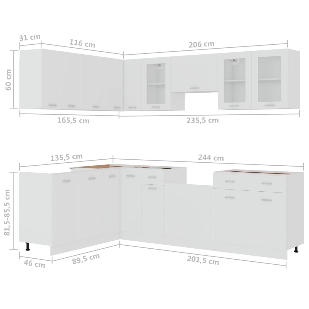 11 Piece Kitchen Cabinet Set Lyon Engineered Wood