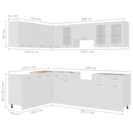 11 Piece Kitchen Cabinet Set Lyon Engineered Wood