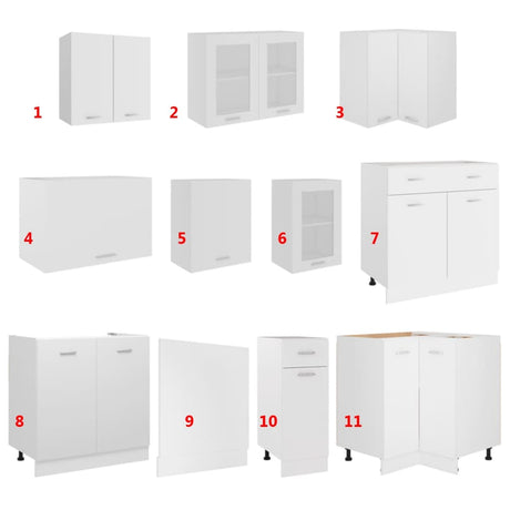 11 Piece Kitchen Cabinet Set Lyon Engineered Wood