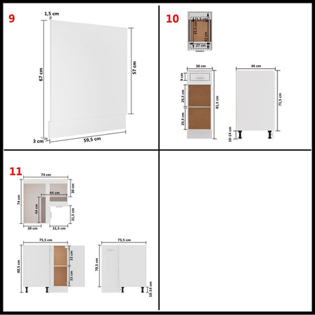 11 Piece Kitchen Cabinet Set Lyon Engineered Wood