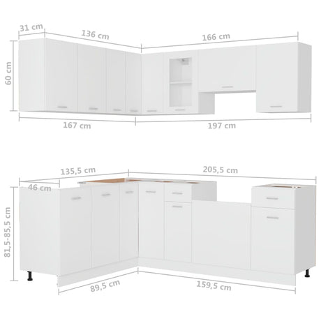 11 Piece Kitchen Cabinet Set Lyon Engineered Wood