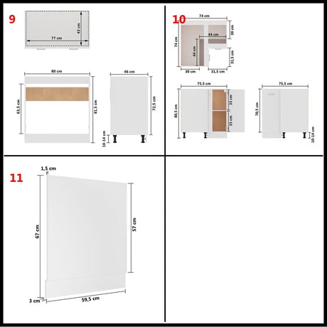 11 Piece Kitchen Cabinet Set Lyon Engineered Wood