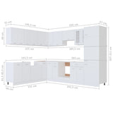 14 Piece Kitchen Cabinet Set Lyon White Engineered Wood