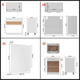 14 Piece Kitchen Cabinet Set Lyon White Engineered Wood