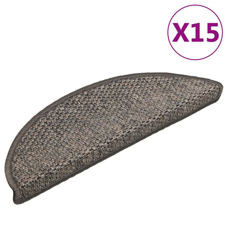 Stair Mats Self-Adhesive Sisal-Look 15 Pcs Brown Beige