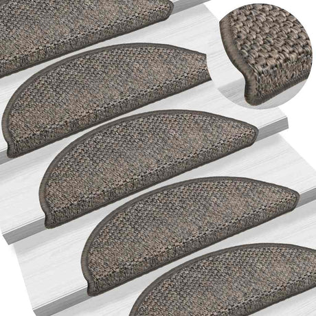 Stair Mats Self-Adhesive Sisal-Look 15 Pcs Brown Beige