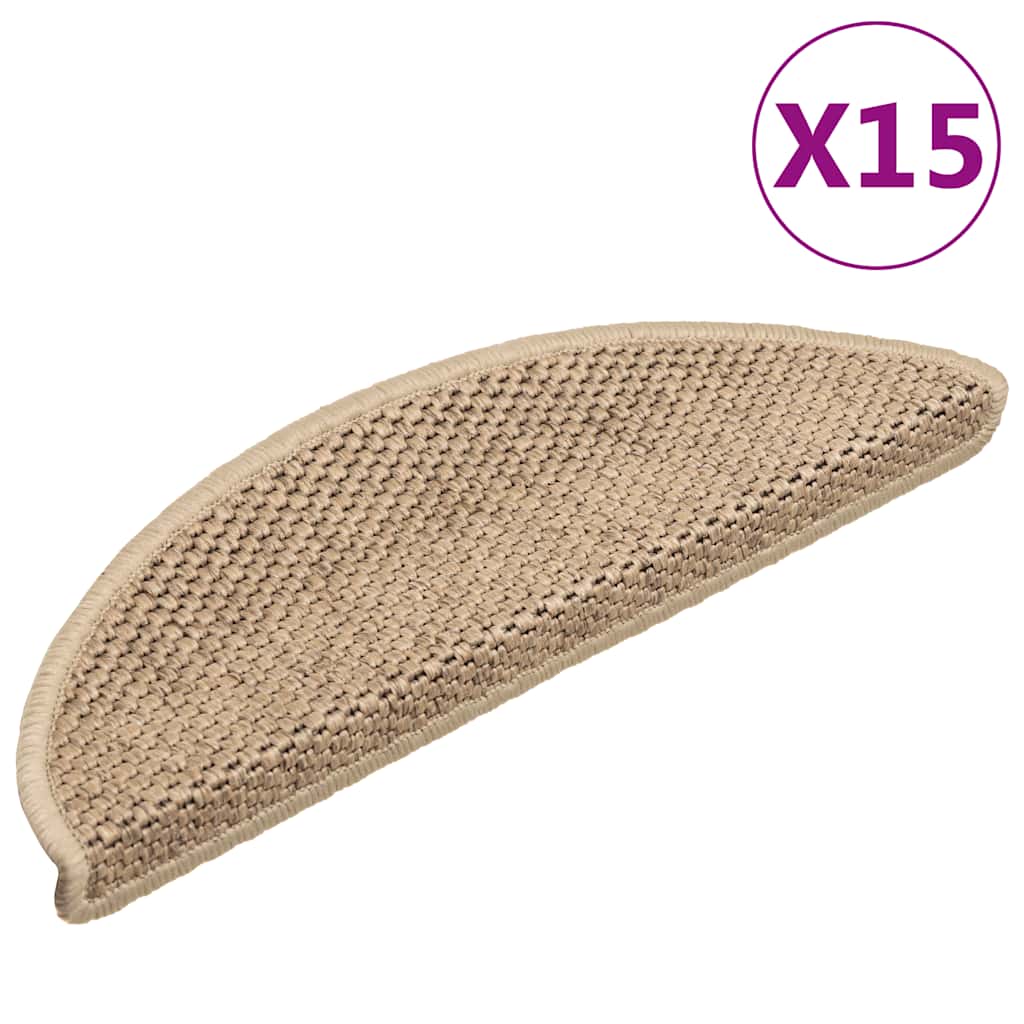 Stair Mats Self-Adhesive Sisal-Look 15 Pcs