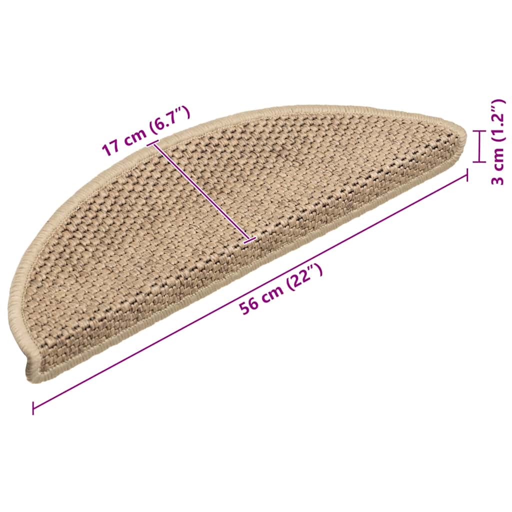 Stair Mats Self-Adhesive Sisal-Look 15 Pcs