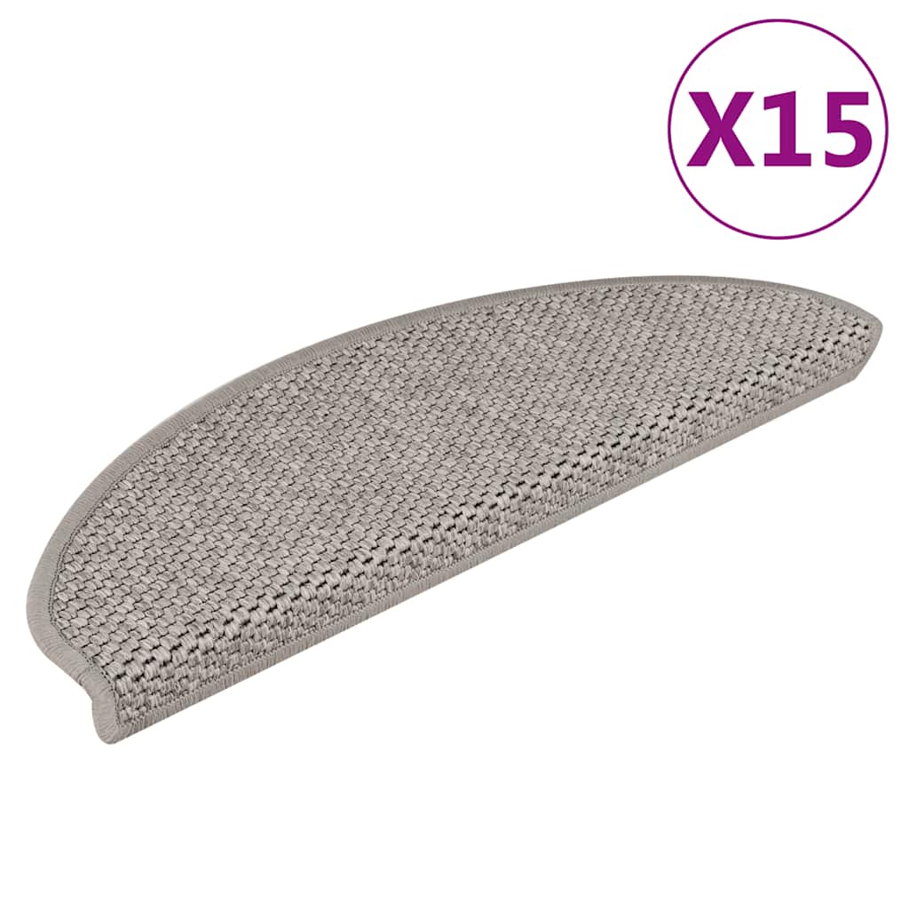 Stair Mats Self-Adhesive Sisal-Look 15 Pcs Silver