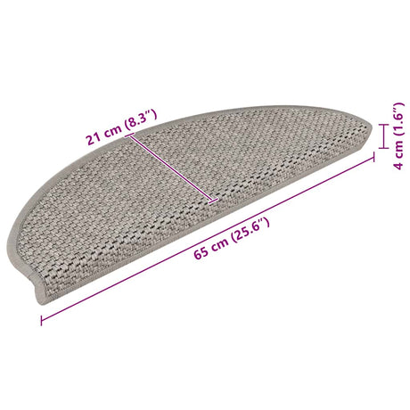 Stair Mats Self-Adhesive Sisal-Look 15 Pcs Silver