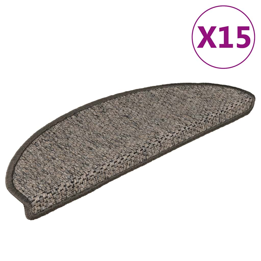 Stair Mats Self-Adhesive Sisal-Look 15 Pcs Brown Beige