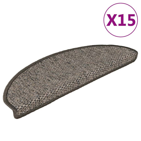 Stair Mats Self-Adhesive Sisal-Look 15 Pcs Brown Beige