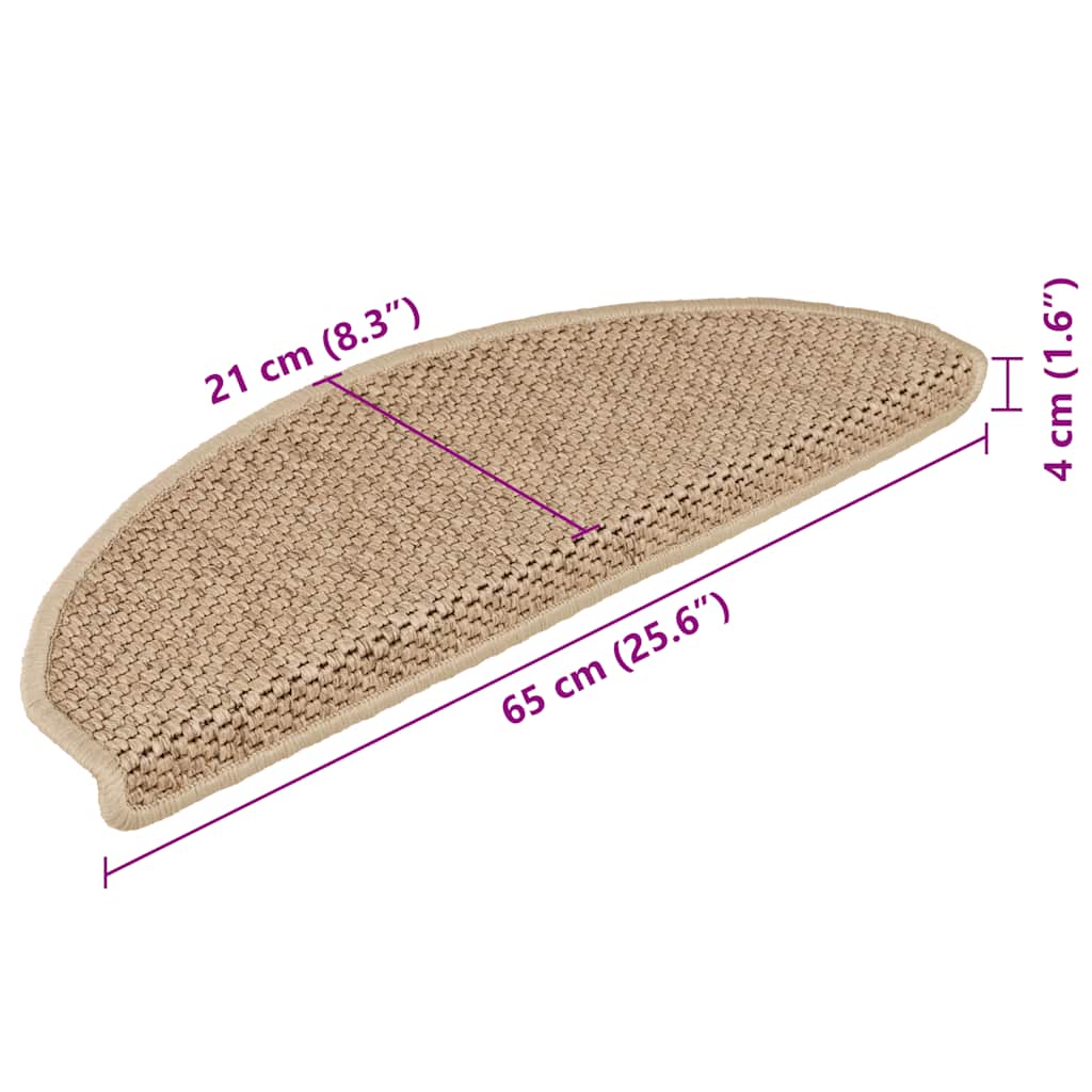 Stair Mats Self-Adhesive Sisal-Look 15 Pcs