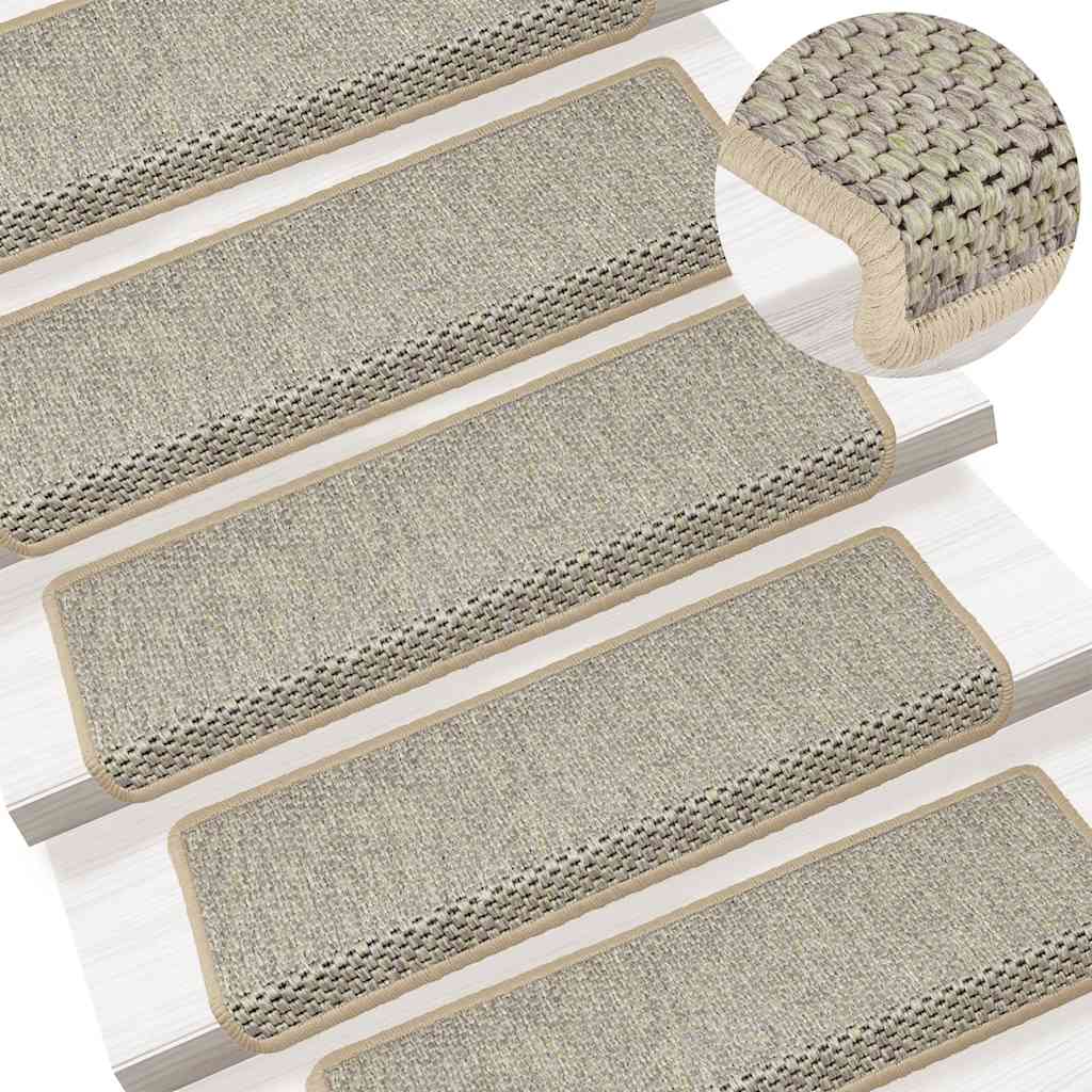Stair Mats Self-Adhesive Sisal-Look 15 Pcs 65X21X4 Cm Green